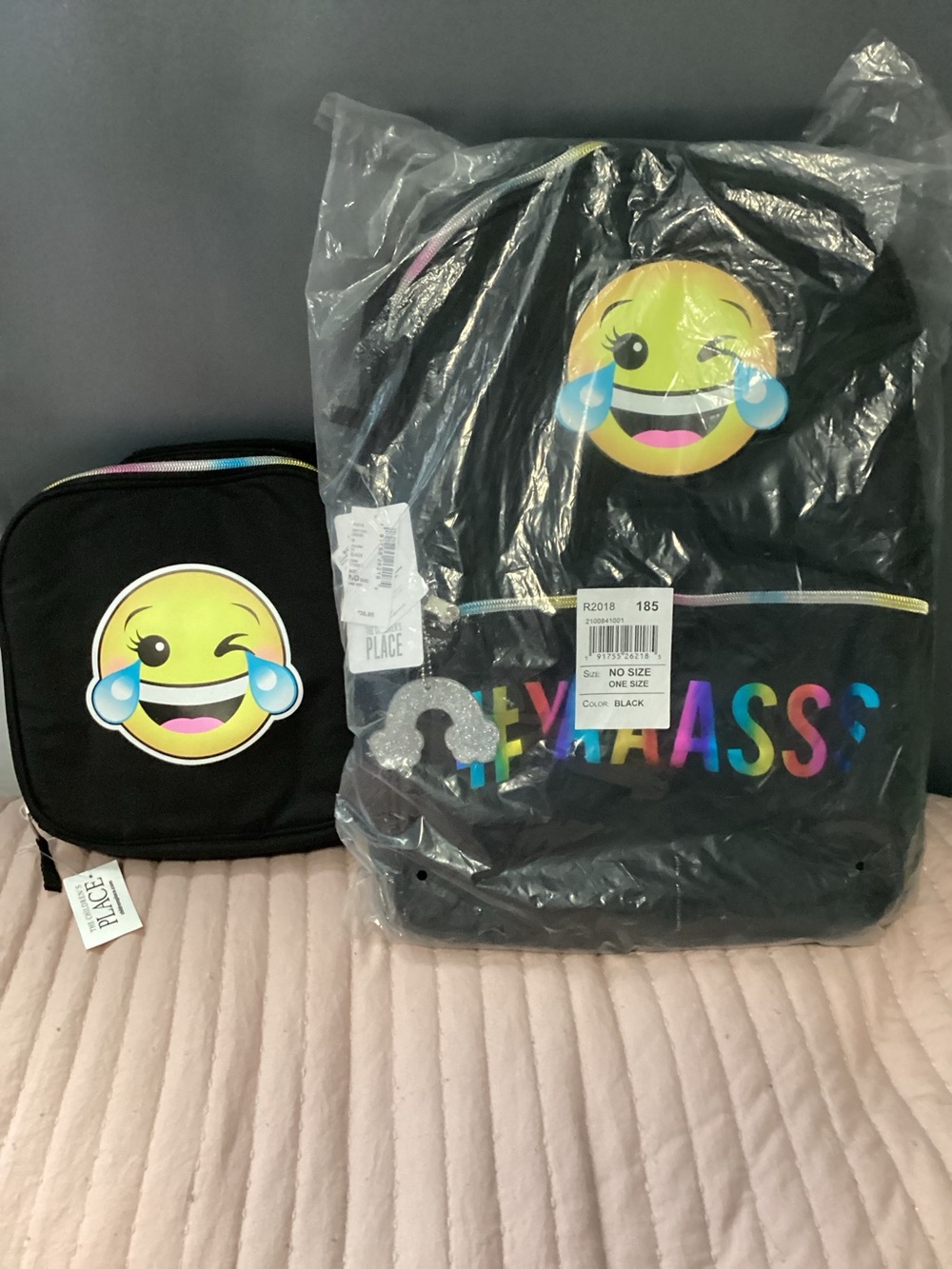 The Children's Place Black Rainbow Emoji Backpack & Lunch Bag Set